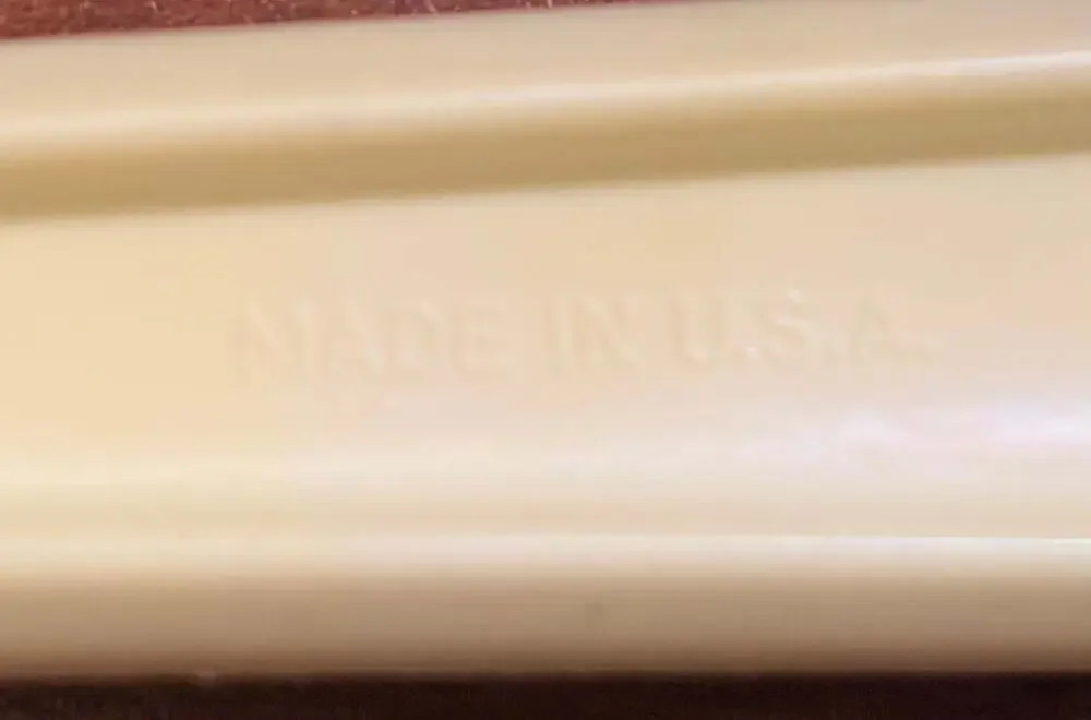 Vintage Beige Plastic Slotted Serving Spoon Made in USA